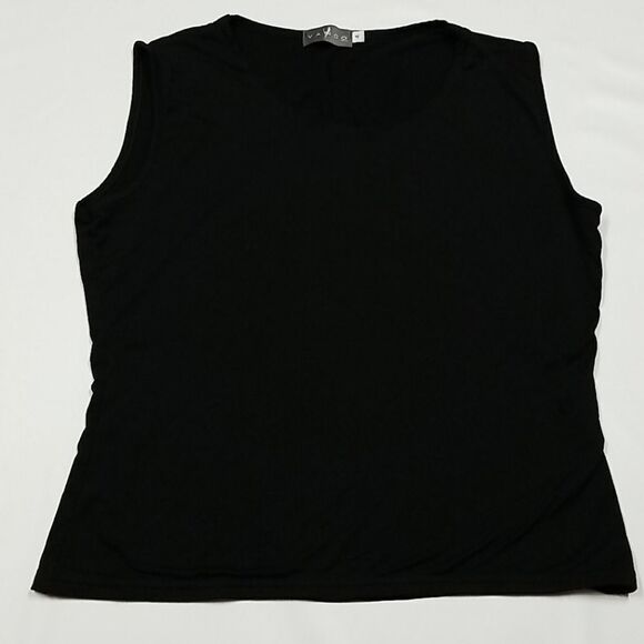 🎁5/$25 Vango Paris Shirt Womens Tank Top Size 4 Black Sleeveless Pull Over - Picture 1 of 6